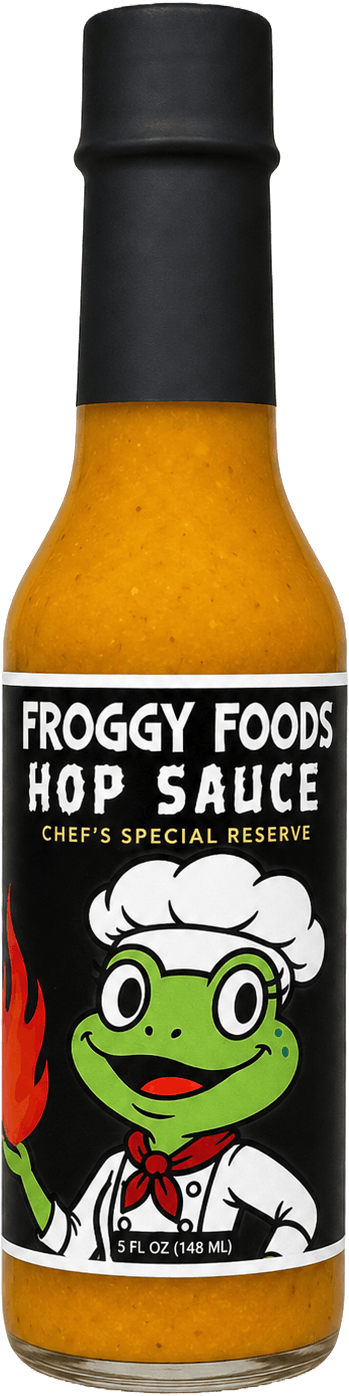 Froggy Foods hot sauce bottle